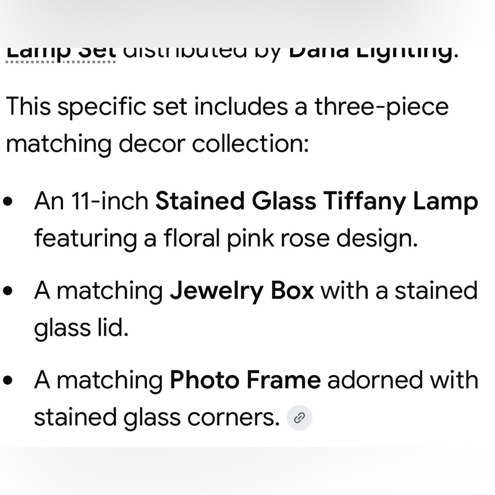 Stained Glass Tiffany Lamp - Pink Rose Design - Picture 3 of 3